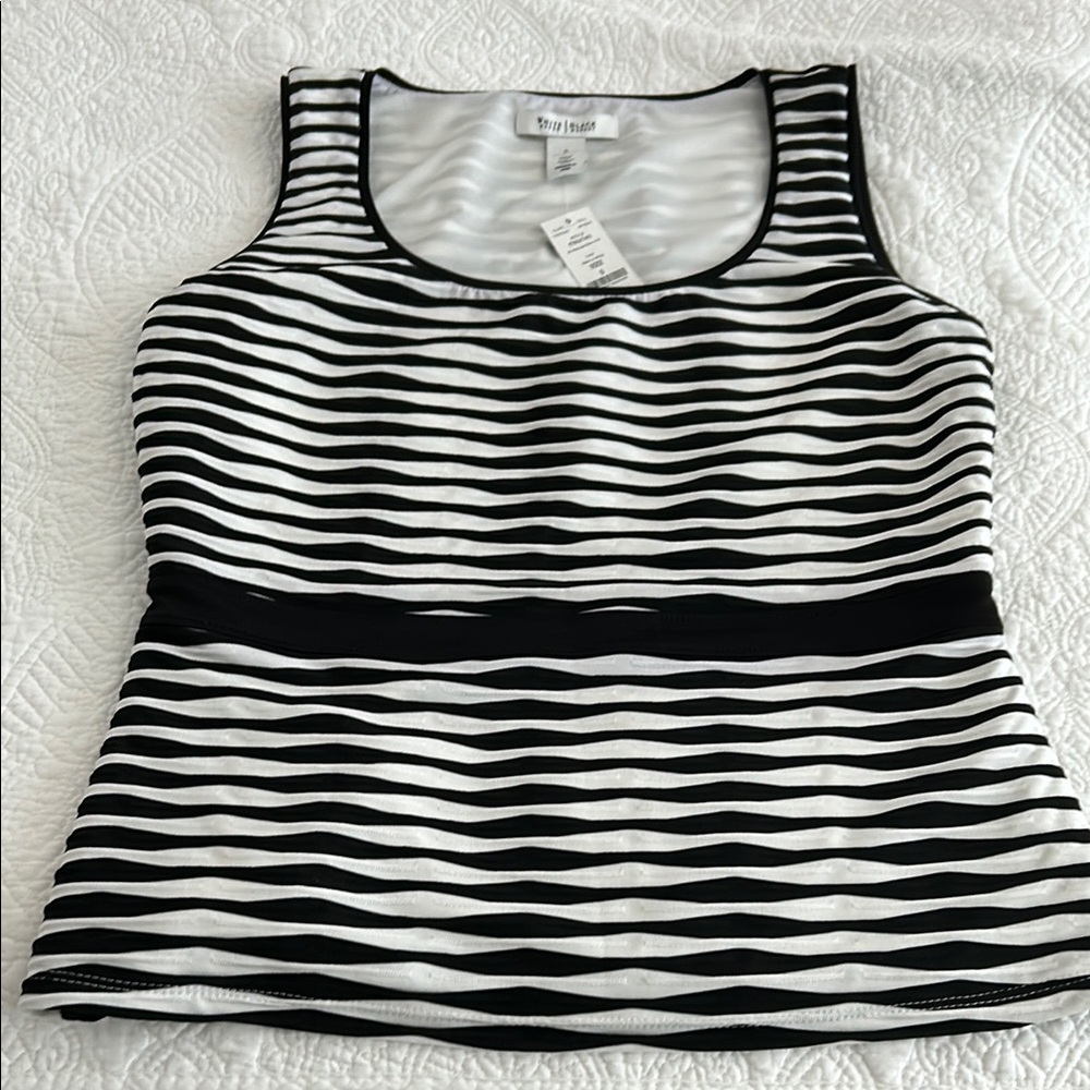 Black and White Striped Women's Top